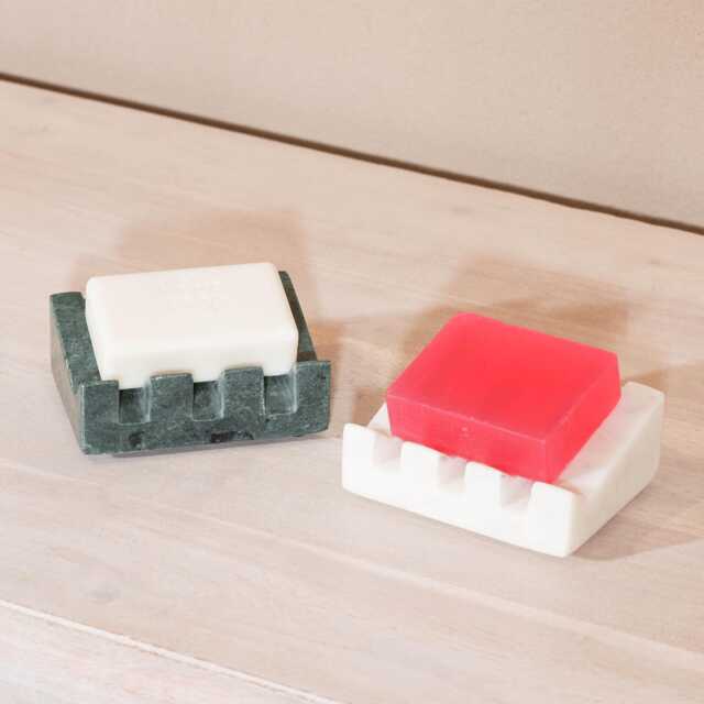 Slanted Natural Marble Draining Soap Dish & Sponge Holder Bathroom - image 1