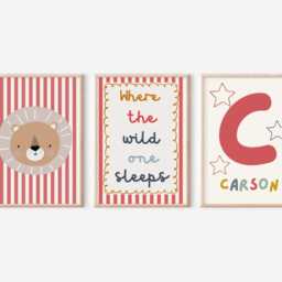 "Childrens Bright Personalised Safari Print Set ""Where The Wild One Sleeps" - thumbnail 3