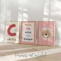 "Childrens Bright Personalised Safari Print Set ""Where The Wild One Sleeps" - thumbnail 2