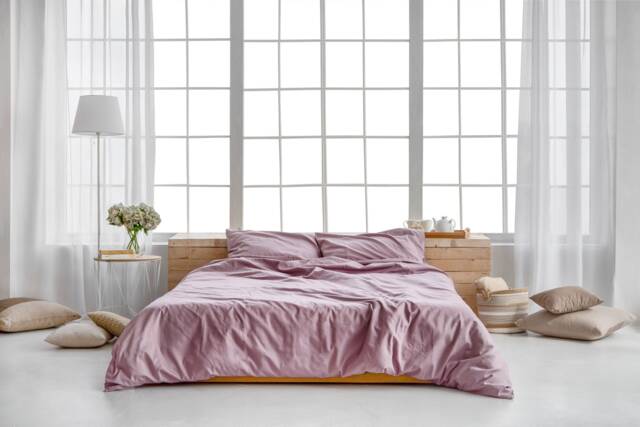 3 Pieces Lilac Cotton Satin Bedding Set, Premium Sateen Duvet Cover & Pillowcases Full Size Bedding, Duvet Cover King Set - image 1