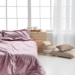 3 Pieces Lilac Cotton Satin Bedding Set, Premium Sateen Duvet Cover & Pillowcases Full Size Bedding, Duvet Cover King Set - thumbnail 2
