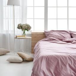 3 Pieces Lilac Cotton Satin Bedding Set, Premium Sateen Duvet Cover & Pillowcases Full Size Bedding, Duvet Cover King Set - thumbnail 3