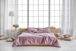 3 Pieces Lilac Cotton Satin Bedding Set, Premium Sateen Duvet Cover & Pillowcases Full Size Bedding, Duvet Cover King Set