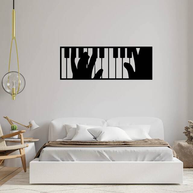 Pianist Home Playing Piano Wall Decor Black Acrylic Sheet Laser Cut Craft Musician Art - image 1