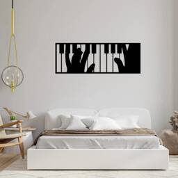 Pianist Home Playing Piano Wall Decor Black Acrylic Sheet Laser Cut Craft Musician Art - thumbnail 1