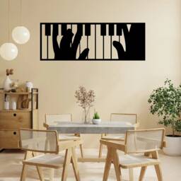 Pianist Home Playing Piano Wall Decor Black Acrylic Sheet Laser Cut Craft Musician Art - thumbnail 3