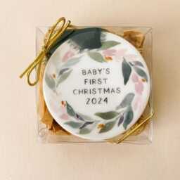 2025 Baby Girl First Christmas Pink Holiday Ornament - Artist Made & Illustrated, Customizable Personalized Tree Decoration - thumbnail 4