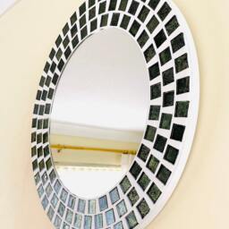 Pine Green Round Mosaic Mirror - thumbnail 4