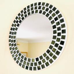 Pine Green Round Mosaic Mirror - thumbnail 3