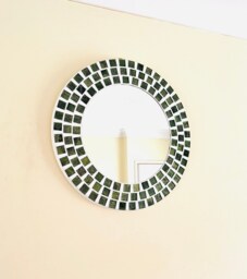 Pine Green Round Mosaic Mirror
