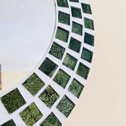 Pine Green Round Mosaic Mirror - thumbnail 2