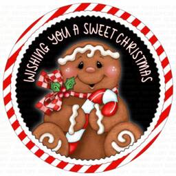 Gingerbread Man Wreath Sign, Gingerbread Candy Wreath, Christmas Xmas Metal Sign UK - thumbnail 3