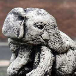 Concrete Elephant Figurine Sitting Statue Stone Realistic Sculpture Cement Animal Ornament Garden Decoration Elephant Lover Gift - thumbnail 2