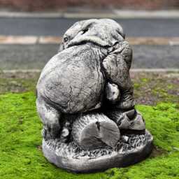 Concrete Elephant Figurine Sitting Statue Stone Realistic Sculpture Cement Animal Ornament Garden Decoration Elephant Lover Gift - thumbnail 4