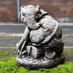 Concrete Elephant Figurine Sitting Statue Stone Realistic Sculpture Cement Animal Ornament Garden Decoration Elephant Lover Gift - thumbnail 3