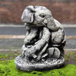Concrete Elephant Figurine Sitting Statue Stone Realistic Sculpture Cement Animal Ornament Garden Decoration Elephant Lover Gift - thumbnail 1