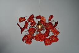 Ceiling Light With Red Leaves Chandelier For Rooms, Bathroom, Entryway Unique Lighting