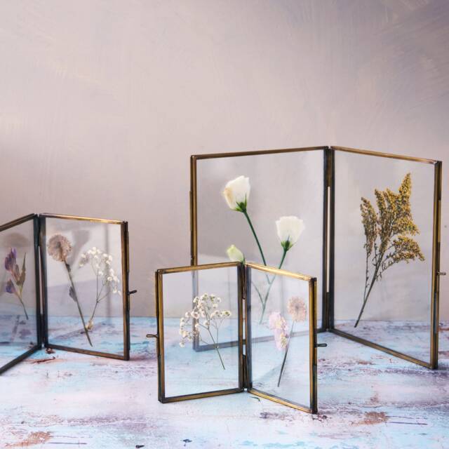 Pure Brass Double Photo Frame With Antique Brass Finish/standing Portrait Twin 4x6, 5x7, 8x10 Vertical Double - image 1