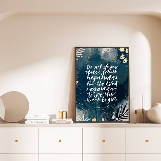 Don't Despise Small Beginnings, Zechariah 410 Bible Verse Wall Art, Christian Art Print, Scripture Prints, Christmas Gifts - image 1