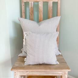 Nautical Pillows, Cushions, Navy Ticking Stripe Pillow Covers, Blue Striped Coastal Style Covers - thumbnail 3