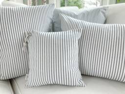 Nautical Pillows, Cushions, Navy Ticking Stripe Pillow Covers, Blue Striped Coastal Style Covers - thumbnail 1