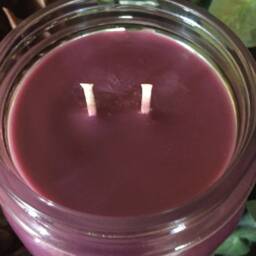 Mulberry Handmade Hand Poured 28 Oz Soy Candle in Ribbed Glass Jar With Rustic Metal Lid - thumbnail 3