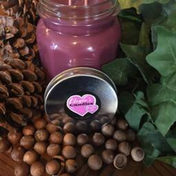 Mulberry Handmade Hand Poured 28 Oz Soy Candle in Ribbed Glass Jar With Rustic Metal Lid - thumbnail 2