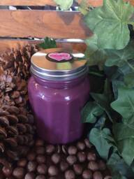 Mulberry Handmade Hand Poured 28 Oz Soy Candle in Ribbed Glass Jar With Rustic Metal Lid - thumbnail 1