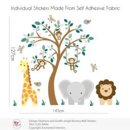 Jungle Animal Nursery Wall Decals Safari Tree, Monkeys, Lion, Giraffe - thumbnail 3