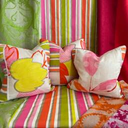 "Dujardin Bohemian Pillow Cover Orange, Pink, Green Cotton Linen - 20""x 20" - thumbnail 3