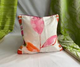 "Dujardin Bohemian Pillow Cover Orange, Pink, Green Cotton Linen - 20""x 20" - thumbnail 1