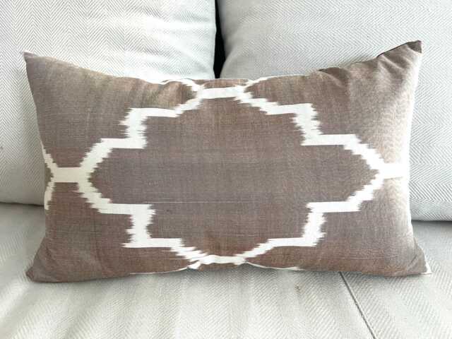 Silk Waterwave Taffeta Ikat Burgundy Cushion Cover Approx 50 X 30cm - image 1