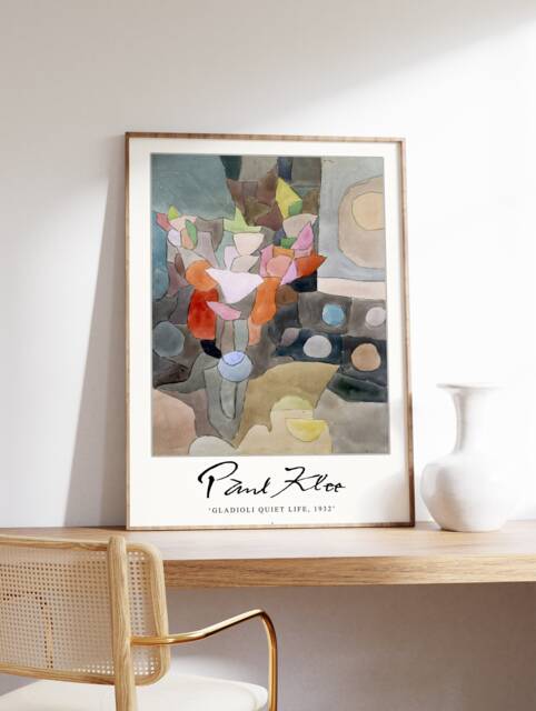 Paul Klee Exhibition Poster, Gladioli Quiet Life, Art Print, Surrealist Art, Abstract Modernism, Cubism, Gift, A1/A2/A3/A4 - image 1