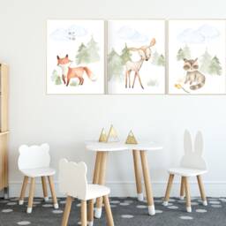 Woodland Animals Nursery Prints Gender Neutral Decor - thumbnail 2