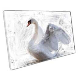 Elegant White Swan Oil Painting Minimalist Nature Wall Art Canvas Print For Home & Office Decor - thumbnail 1
