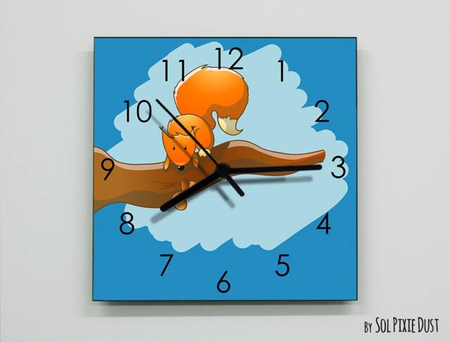 Squirrel On Tree Wall Clock - Kids Nursery Room, Teens Baby Room - image 1