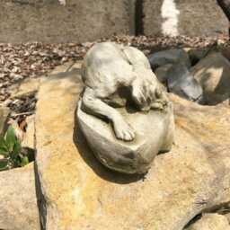 Sleeping Dog Statue - Reconstituted Stone Animal Concrete Garden Ornament Decor - thumbnail 2