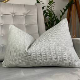 Herringbone Cushion Cover Throw Pillow Cover, Steel Grey Textured Lumbar 12x20 Double-Sided Handmade in UK