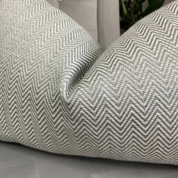 Herringbone Cushion Cover Throw Pillow Cover, Steel Grey Textured Lumbar 12x20 Double-Sided Handmade in UK - thumbnail 2