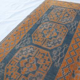 10 Ft Turkmen Runner Rug - Afghan Bukhara Hand Knotted Veg Dyes Pure Wool Vintage Tribal Long Hallway Rug- Kitchen - thumbnail 4