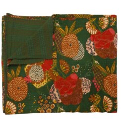 Handmade Kantha Quilt Bohemian Floral Print Bedspread - Queen Size - thumbnail 4