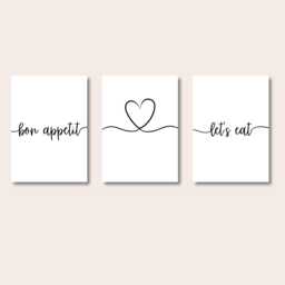 Bon Appetit Wall Print, Let's Eat Set Of 3 Kitchen Prints, Decor, Housewarming Gift, Art, Dining Room Art - thumbnail 1