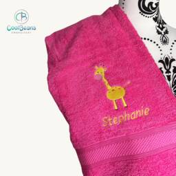 Giraffe Towel - Personalised Face Cloth/Hand Bath = Embroidered With & Text