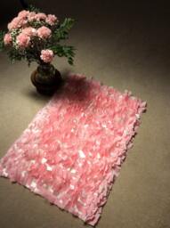 Rag Rug, Baby Pink White Shimmer Boho Chic Area Shag Rugs, Shabby Floor Mat, Welcome Newborn Photography Girl - thumbnail 1