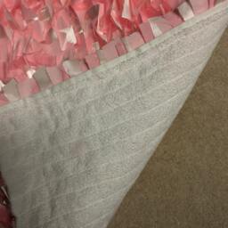Rag Rug, Baby Pink White Shimmer Boho Chic Area Shag Rugs, Shabby Floor Mat, Welcome Newborn Photography Girl - thumbnail 3