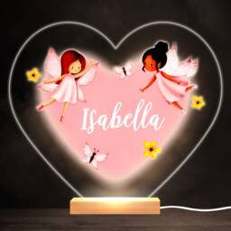 Fairy Magical Pink Colourful Heart Personalised Gift Led Lamp Night Light - Bedroom
