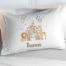 Personalised Safari Rainbow Kids Duvet Cover Set Jungle Theme Bedding Nursery Toy Basket - thumbnail 3