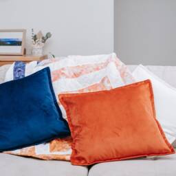Burnt Orange Marmalade Luxury Velvet Cushion Cover With Flange Edging - thumbnail 2