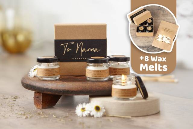 Candle Gift Set For Nanna. 4 Floral Scented Soy Wax Candles With 8 Melts. Perfect As A Birthday Gift, Mothers Day Nanna - image 1