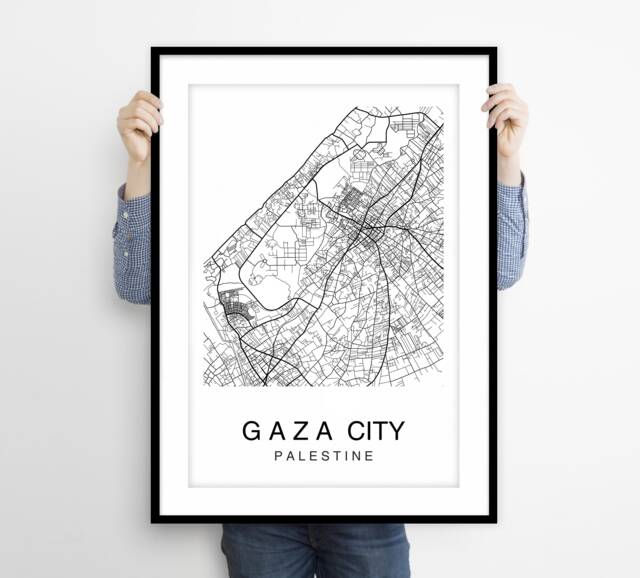 Gaza City Map Art Print Palestine Street Poster - image 1